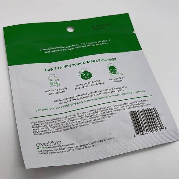NWT Avatara Chill Out Face Mask For Stressed Skin - Sheet Mask - Picture 4 of 4